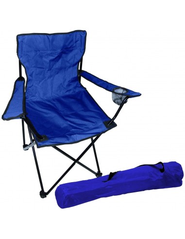 Chaise de pêcheur Chaise de camping pliable avec porte-gobelet et sac Bleu