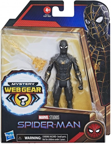 Figurine Spider-Man noir et or de 15 cm avec 1 armure Mystery Web Gear