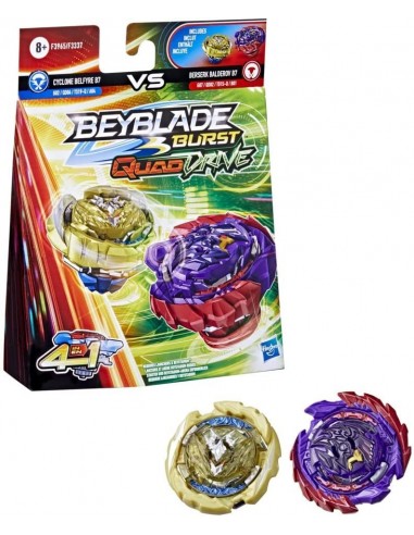 Beyblade Burst QuadDrive, Pack de 2 toupies de compétition Berserk Balderov B7 et Cyclone Belfyre B7