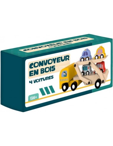 Convoyeur de 4 voitures en bois