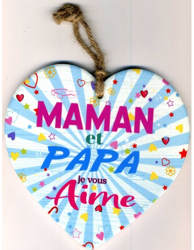 Coeur en céramique message "Maman et Papa je vous aime"