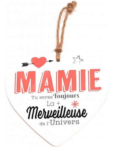 Coeur en céramique message "mamie tu seras toujours la + merveilleuse de l'univers "