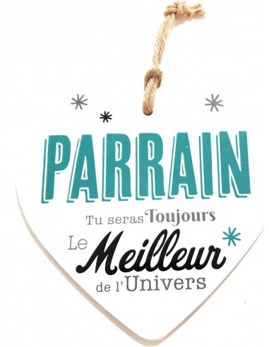 Coeur en céramique message "Parrain tu seras toujours le meilleure de l'univers "