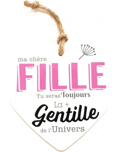 Coeur en céramique message "ma chère fille tu seras toujours la + gentille de l'univers"