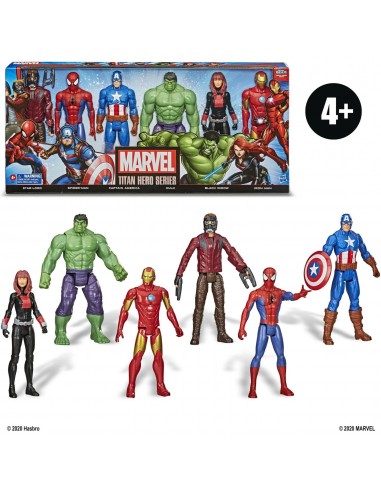 Coffret Marvel Titan Hero, Spider-Man, Captain America, Hulk, Black Widow & Iron Man