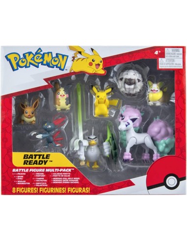 Pokémon - 8 Figurines Battle - Pikachu, Evoli,Moumouton,Farfuret,Voltoutou,Palarticho,Ponyta,Morpeko