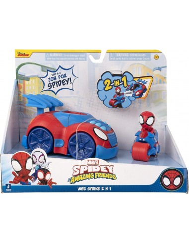 Spidey et ses incroyables Amis Véhicule Web Strike 2 en 1 de Lance Spidey sur Son Cycle Web