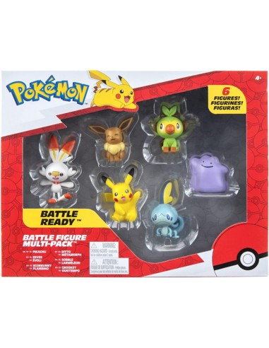 Bandai - Pokémon - Pack de 6 Figurines - Vague 2 - Pikachu, Ouistempo, Larméléon, Flambino, Evoli, Métamorph