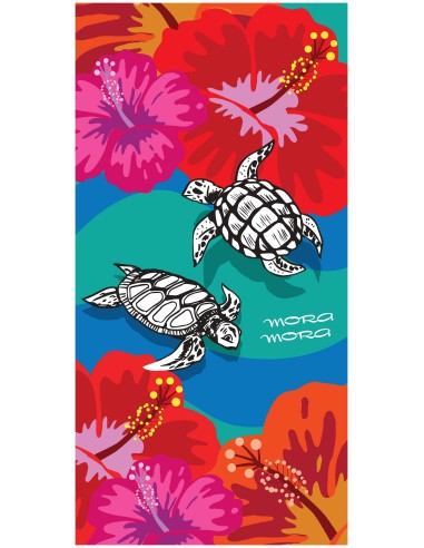 Serviette de plage tortues fleurs