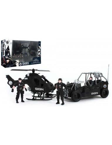 Coffret de figurines GIGN avec hélicoptère + véhicule