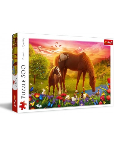 Puzzle 500 piéces cheval et poulain